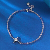 wholesale S925 Silver New Lucky Star Bracelet from Zhuozhifang Jewelry, Fashionable and Elegant, Ins Style Light Luxury for Daily Wear-B138 Silver Lucky Star Bracelet 925 Silver