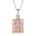 wholesale 925 Silver Zhuo Zhifan New 10*12 Pink Diamond Ice Flower Cut Women's Pink Diamond Necklace European and American Water Wave Chain Necklace for Women-0-5