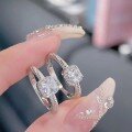 wholesale S925 Sterling Silver Creator's Hit Sweet Yellow Diamond Small Sugar Cube Ring for Women, Exquisite Fashion Design Adjustable Index Finger Ring-0-1