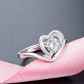 wholesale 925 Sterling Silver Cross-Border New Diamond-Inlaid Heart Ring Zircon Adjustable Open Ring for Women, Ins Style Fashion Jewelry-0-3