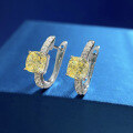 wholesale 925 Silver Zhuo Zhifan New High-Carbon Diamond Fat Square 6*6 Yellow Diamond Hoop Earrings for Women, Hot-Selling in Europe and America-0-1