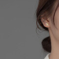 wholesale S925 silver with diamond polished five-petal flower ear studs sweet and fresh personalized women's ear jewelry M02267-0-2