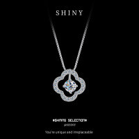 S925 Sterling Silver 50-Point Moissanite Four-Leaf Clover Pendant Necklace-S925 sterling silver + 50 points Moissanite