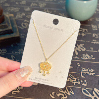 S925 Sterling Silver K Gold Pendant Necklace with Gourd and Plain Pi-S925 Sterling Silver YD2-0061 925 Silver