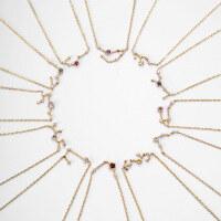 wholesale 9K gold AU375 minimalist high-end necklace with natural gemstone zodiac guardian stone pendant-Sagittarius 11.23-12.21>9K Gold