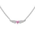 wholesale S925 Sterling Silver Cross-Border Europe and America Women's Small and Luxurious High-End Pink Heart Zircon Collarbone Necklace-0-11