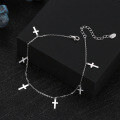 wholesale S925 Sterling Silver Adjustable 25 Flash O Chain + 6 Pcs 54*11mm Cross Pendant Anklet,-0-4