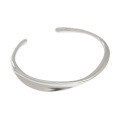 wholesale S925 Sterling Silver Korean Version Open-Ended Silver Bracelet, Ins Niche Irregular Fashion Minimalist Geometric Polished Bangle for Women-0-4