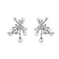 wholesale 925 Sterling Silver Christmas Snowflake Earrings Customizable with Pearl and Zircon OEM/ODM-0-4
