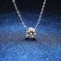 S925 Silver 03CT 05CT Moissanite Four-Prong Delicate Women's Necklace-0-0