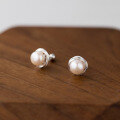 wholesale S925 Sterling Silver Freshwater Pearl Ear Cartilage Stud Ins Style Small Flower Design Earrings for Sleeping M06545-0-0