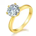 wholesale S925 Silver Minimalist Gold Ins Style Six-Prong Ring for Women, Fade-Resistant, Light Luxury Cross-Border New Moissanite Ring-0-2
