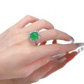 wholesale [925 Silver Plated with High Ice Green Chalcedony 10*12mm Large Cabochon, Elegant Style]-0-4
