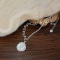 wholesale S925 Sterling Silver Queen Round Pendant Link Necklace, Spring and Summer New Arrival, Versatile High-End Sense Sweater Chain-0-1