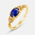 wholesale S925 sterling silver Japanese-style new lightweight luxury fashion forest night sky natural lapis lazuli ring for women, vintage and niche-0-4