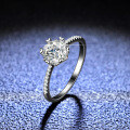 Sterling Silver D Color Moissanite Ring, 1 Carat Snowflake Design-0-3