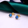 wholesale S925 Silver New Age* Mysterious Royal Blue Zircon Ear Studs for Women, Retro Geometric Style Elegant Earrings-0-0