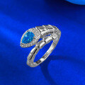 wholesale S925 Silver New Snake-shaped Aqua Diamond Light Luxury Personality Ring Vintage Fashion Commuter Style-0-2