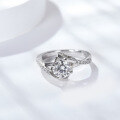 wholesale Silver Plated 18K Gold with D Color VVS Moissanite Micro-Paved Angel's Kiss Engagement Ring-0-1