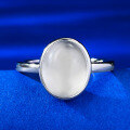 wholesale S925 Silver 8*10 Cabochon Natural Water Foam Jade Quartzite Jade Ring, Daily Light Luxury Versatile Style-0-5