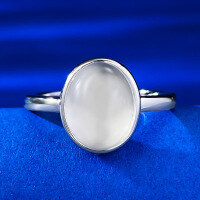 wholesale S925 Silver 8*10 Cabochon Natural Water Foam Jade Quartzite Jade Ring, Daily Light Luxury Versatile Style-R866 Platinum No. 7