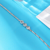 wholesale S925 Sterling Silver Minimalist Design Three Egg-shaped Eternity Bracelet for Women Luxury Bangle Cross-Border New Accessories-White gold bracelet 925 silver
