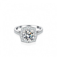 S925 Silver Moissanite Cross Women's Ring, 2 Carat, Cross-border Supply.-2 carats (set with moissanite)  13 yards