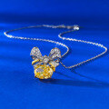 wholesale S925 Silver European & American Style Bow-Shaped High Carbon Diamond 7*9mm Yellow Diamond Ice-Cut Pendant Necklace for Women-0-3