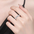 S925 Silver Moissanite Ring, Minimalist Stackable Full Diamond Band-0-2