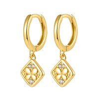 wholesale S925 Sterling Silver Diamond-shaped Butterfly Pendant Hoop Earrings, Fresh andEar Accessories-Gold 925 silver