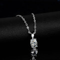 Sterling Silver Natural Blue Topaz Moissanite Necklace Pendant-0-2