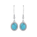 wholesale S925 Sterling Silver Geometric Oval Turquoise Earrings Bohemian Retro Minimalist Versatile Earrings-0-4