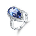wholesale S925 Silver Luxury High-End Colored Gemstone Ring, Fashionable and Unique with Plated Crystal-0-4