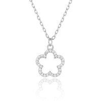 wholesale S925 Sterling Silver Flower Necklace Five-Leaf Clover Fresh Sweet Gentle Elegant Luxury Design Pendant Collarbone Chain Gift-Gold 925 silver