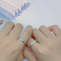wholesale S925 silver pair of Twin Love Knot couple rings, unique design with adjustable opening, perfect as a birthday gift for boyfriend or girlfriend-0-3
