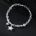 wholesale 925 Sterling Silver Fresh and Sweet Style Niche Design White Crystal Tinfoil Texture Star Bracelet S7929-0-2