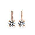 Rose Gold S925 Silver Moissanite Stud Earrings with Tassel Four-Prong Setting-0-3