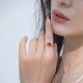 wholesale S925 Sterling Silver New Fashion Minimalist Geometric Ruby Ring, Stylish and Unique, Available for Drop Shipping-0-1