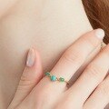 wholesale S925 Sterling Silver Japanese Korean Small Fresh Amazonite Ring Adjustable Opening Green Aventurine Ring Drop Shipping-0-1