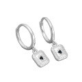 wholesale S925 Silver Square Geometric Women's Zircon Ear Hoop Ear Clasp, Small Design, High-End, Ins Style, Elegant Earrings-0-8