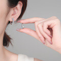 S925 Sterling Silver Full Moissanite Geometric Square Row Earrings-0-2