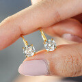 925 Sterling Silver Classic Four-Prong French Back Moissanite Stud Earrings-0-1