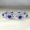 wholesale Sterling Silver New 6*8mm Simulated Sapphire Oval Royal Blue Bracelet for Women Fashion Versatile-0-1