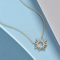 wholesale S925 Gold Plated 14K Minimalist Sparkling Zircon Star Pendant Women's Necklace, Trendy Collarbone Chain-Star Necklace for Women>925 Silver