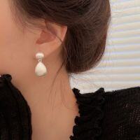 wholesale S925 Sterling Silver Drop-shaped Matte Stud Earrings for Women, Spring-Summer New Ins Minimalist French-style Earrings-Sterling silver