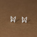 wholesale S925 Sterling Silver Fresh and Sweet Ins Style Small and Exquisite Design Drilled Hollow Butterfly Earrings M06256-0-3