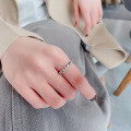 wholesale S925 Sterling Silver Geometric Diamond-Cut Crushed Silver Ring, Ins Korean Style Creative Minimalist Index Finger Ring-0-2