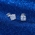 wholesale S925 Sterling Silver Cloud-Pull Jewelry Light Luxury 8A Ultra-Sparkling Zirconia Earrings Princess Square Stud Ear Cross-Border Hot Seller-0-3