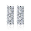 wholesale 18K Gold Plated Sterling Silver, New AliExpress Best-Selling Double Row Full D Color Moissanite Earrings Pass Diamond Tester, Will Not Fall Off-0-4