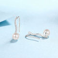 wholesale Metal: 925 Silver, Natural Freshwater Pearl Earrings with Micro-Paved Moissanite, New Wave Pattern Simple and Elegant Cross-Border Wholesale Earrings-0-2